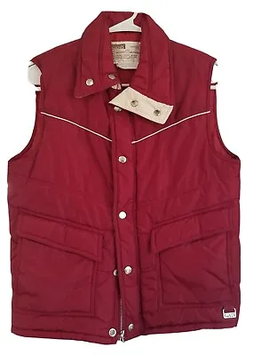 Retro 70s Montgomery Ward Puffer Vest Jacket Mens Size 18 Maroon Red • $18.50