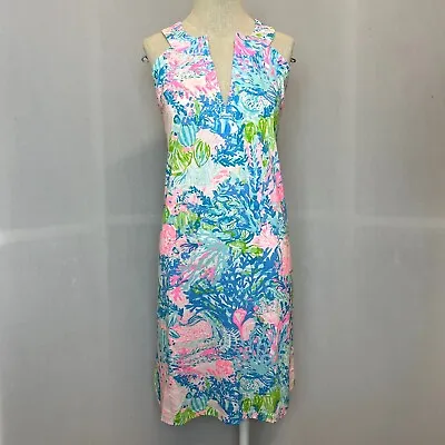 Lilly Pulitzer Dress Size M L Fished My Wish Ross Shift Blue And Pink • $74.99