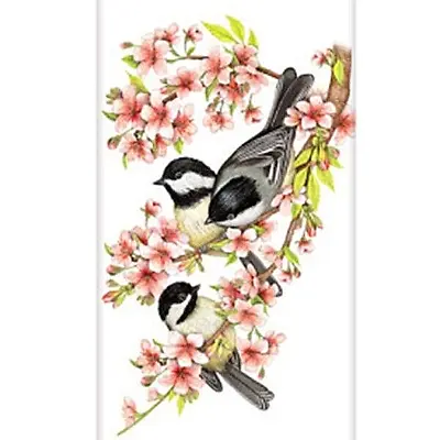 Mary Lake-Thompson Chickadee Birds & Cherry Blossoms Flour Sack Kitchen Towel • $10.50