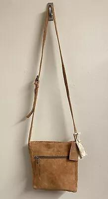 Fat Face Small Camel Suede Leather Crossbody Shoulder Bag NEW • £9.99