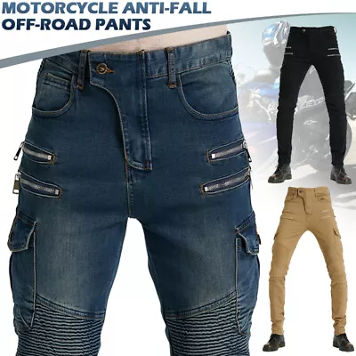 Mens CE Armoured Motorcycle Jeans Pants Motorbike Pant Denim Trousers • £35.99