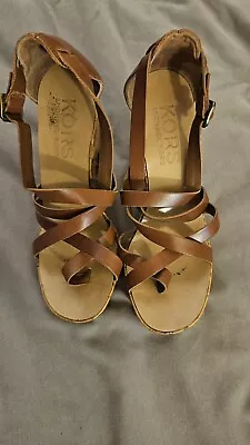 Michael Kors Womens Brown Leather Open Toe High Strappy Heels Size 8M • $15