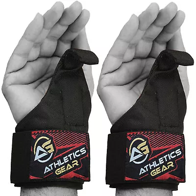 Power Weight Lifting Training Gym Straps Hook Bar Pull Up Wrist Support Gloves • £7.99