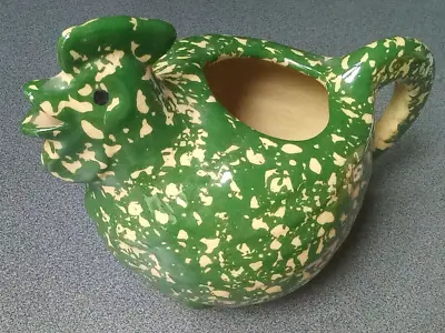 Vintage Rooster Water Pitcher Country Home Decor Green Alpine Pottery Roseville • $17.99