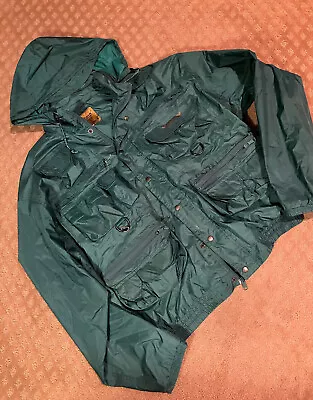 Hodgman Lakestream Sportsman Fishing Jacket Green With Hood Vintage Size XXL • $42