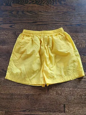 Vintage Nike Shorts Womans Small (4-6) Yellow Silver Label Small Swoosh No Liner • $14.98