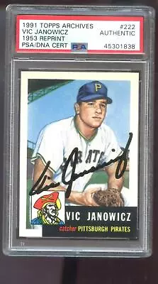 1991 Topps Archives 1953 #222 Vic Janowicz Autograph Auto PSA/DNA Baseball Card • $179.96