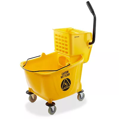 33 Quart Commercial Mop Bucket With Side Press Wringer Yellow • $61.99