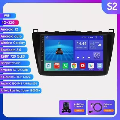 For 2008-2012 Mazda 6 Carplay Android12 Car Stereo Radio GPS Navi WIFI 4GB+AHD • $229.59