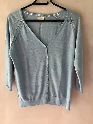 $12.46 • Buy 🌈 Fat Face Blue Cotton V Neck Cardigan 3/4 Sleeves Size 12