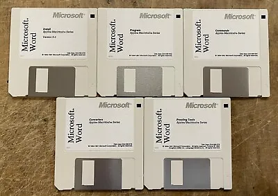 Vintage Microsoft Word Version 5.0 For Mac On 5 Floppy Disks TESTED And READABLE • $45