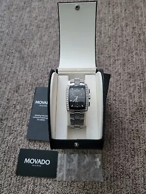 * Like New * Mens Movado Diamond Eliro Chronograph Stainless Steel Watch • $7282.78