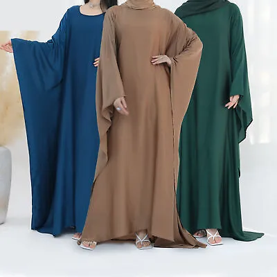 Islamic Party Women Moroccan Batwing Sleeve Maxi Dress Muslim Abaya Kaftan Robe • $38.61