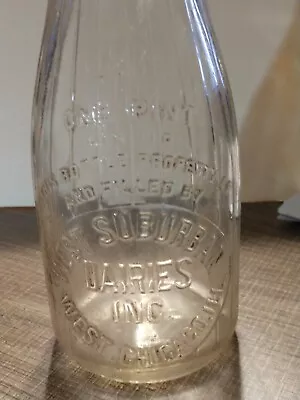 Vintage Pint Milk Bottle West Suburban Dairies West Chicago Illinois Embossed • $14.99