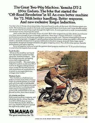 1972 Yamaha LT-2 DT-2 R5 DS-7 Vintage Ads 4 Pages: 100 250 350 Twin • $3.95