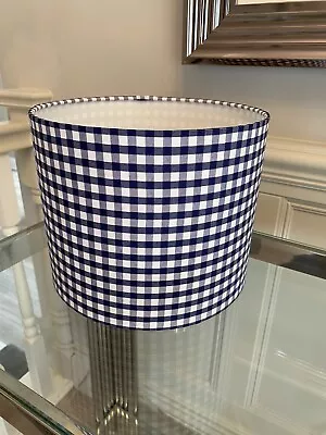 Handmade Lampshade In A Navy Gingham Check Ceiling Or Lamp Various Sizes • £21.95