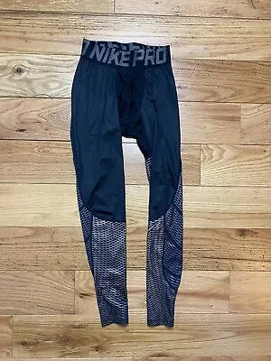 Nike Pro Men's Compression Pants Black Metallic Silver Small • $11.62