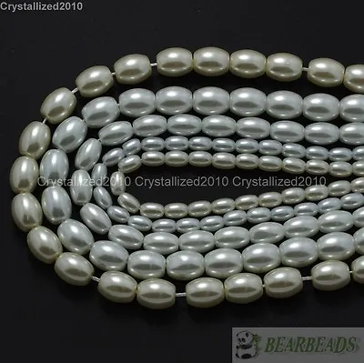 Top Quality Czech Glass White Pearl Oval Rice Loose Beads 6mm 7mm 8mm 9mm 16  • £2.56