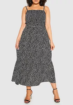 CITY CHIC Corina Spot Maxi Dress In White Spot Plus Size XL/22 NWT [RRP $149.95] • $55