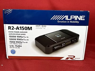 Alpine R-Series R2-A150M High-Performance Class D Mono Amplifier With 1500W RMS • $499