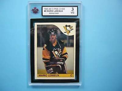 1985/86 O-pee-chee Nhl Hockey Card #9 Mario Lemieux Rookie Rc Ksa 3 Vg 85/86 Opc • $172.49