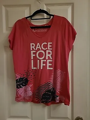 Race For Life Woman's T Shirt UK Size 8 • £5