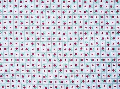 Mary Engelbreit Fabric Hearts & Roses Check Blue Quilt Cotton  -  Lg FQ • $7.99