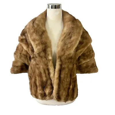 Mink Stole Vintage 1940s Light Brown Blonde Fur One Size Collar Tiered Pelts • $99.99
