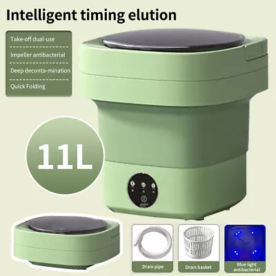 11L Portable Washing Machine Mini Washer Foldable Washer Spin Dryer Small Travel • $37.99