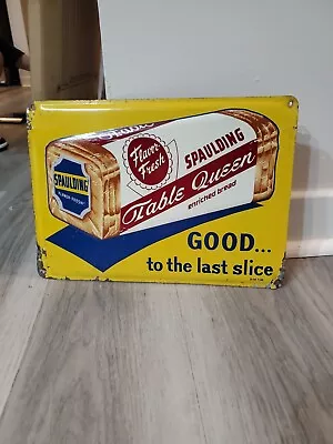 C.1956 Original Vintage Spaulding Bread Sign Metal Embossed Table Queen Flavor  • $329