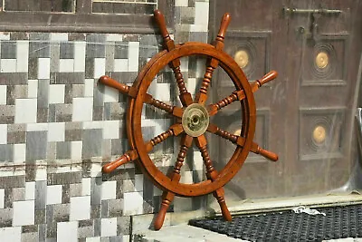 £89.64 • Buy 36  Brass Brown Finishing Ship Steering Wheel Pirate Wall Boat Wooden Décor Gift