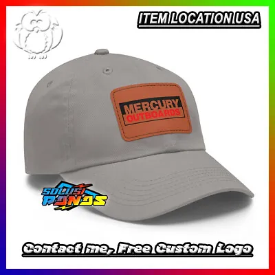 New Item!! MERCURY OUTBOARDS Logo Hat With Leather Patch Gray • $28.50