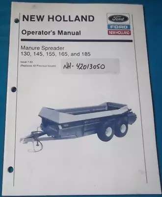 New Holland 130 145 155 165 185 Manure Spreader Operation & Maintenance Manual • $24.99