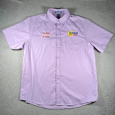 Miracle Body & Paint Shirt Mens 2XL XXL Button Up Purple Short Sleeve Employee • $29.95