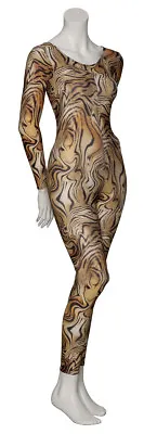£18.50 • Buy KDC017 Tiger Animal Print Long Sleeve Footless Dance Catsuit By Katz Dancewear