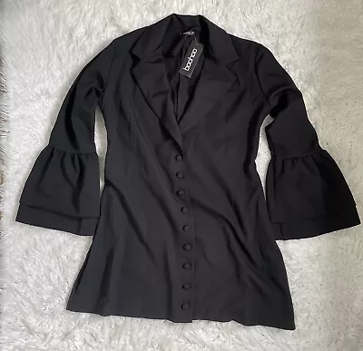 £12 • Buy BNWT Boohoo Black Flared Sleeve Button Front Blazer