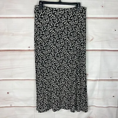 J. Jill Skirt Women PS Jersey Knit Floral Maxi Black Beige Pull On Elastic Waist • $20.99