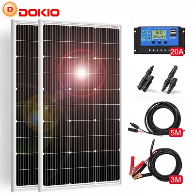 Dokio 100w 200w Rigid Monocrystalline Solar Panel Kit For Home/Caravan/RV/Boat • $43.99