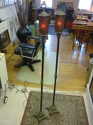 Antique Floor Lamps Gothic Renaissance/mica Shades Lion Heads & Claw Feetrare  • $1800