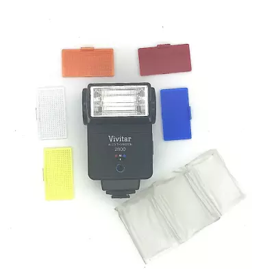 Tested & Working Vivitar Auto Thyristor 2800 Shoe Mount Flash W/5 Filters; Video • $25