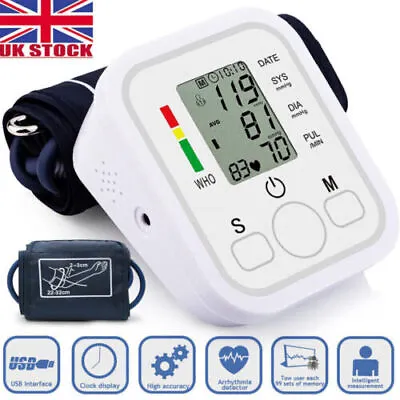 2024 Digital Automatic Blood Pressure Monitor Upper Arm BP Machine Heart Rate UK • £10.58