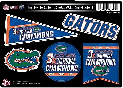 Florida Gators Decal Sticker Sheet 3X Champions Emblem Football University Of • $8.79