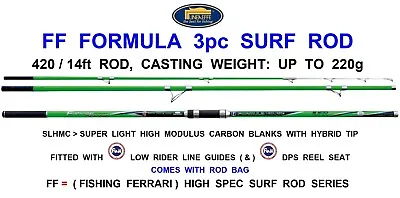 £189.99 • Buy HIGH SPEC LINEAEFFE FF FISHING FERRARI FORMULA 3pc SLHMC CARBON BEACHCASTER ROD