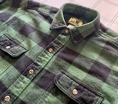 Vintage Field And Stream Heavy Flannel Mens XL Tall Button Green Black Hunting • $25.99