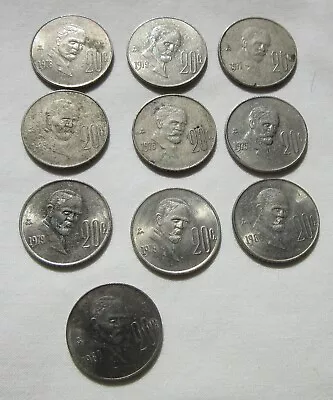 Mexico Veinte 20 Twenty Centavos (1974-1983) Coin Lot 1975 1977 1978 1979 1980 • $7