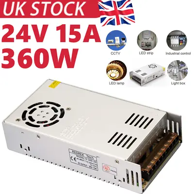 AC 110/220V To DC 24V 15A 360W Switch Power Supply DC Driver Adapter • £14.89