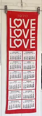 Fantastic VTG 1970 Vera Neumann  LOVE Red Tea Towel Calendar 9 X 30 • $39