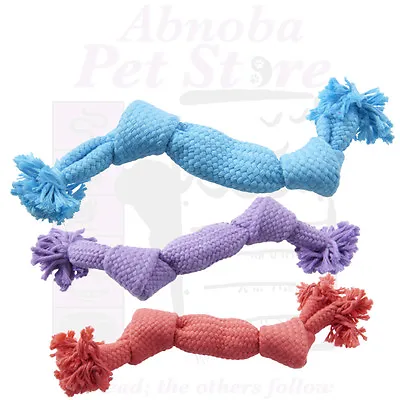 BUSTER Colour Squeak Rope Soft Cotton Interactive Throwing Games For Dogs 2 Size • £6.79