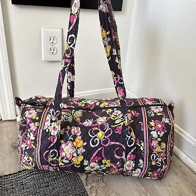 Vera Bradley Weekender Purple Floral Quilted Cotton Zip Top Lg Travel Duffle Bag • $30