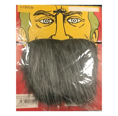 Grey Long Fake Beard Fancy Dress Facial Hair Costume Accessory Halloween Old • £2.99